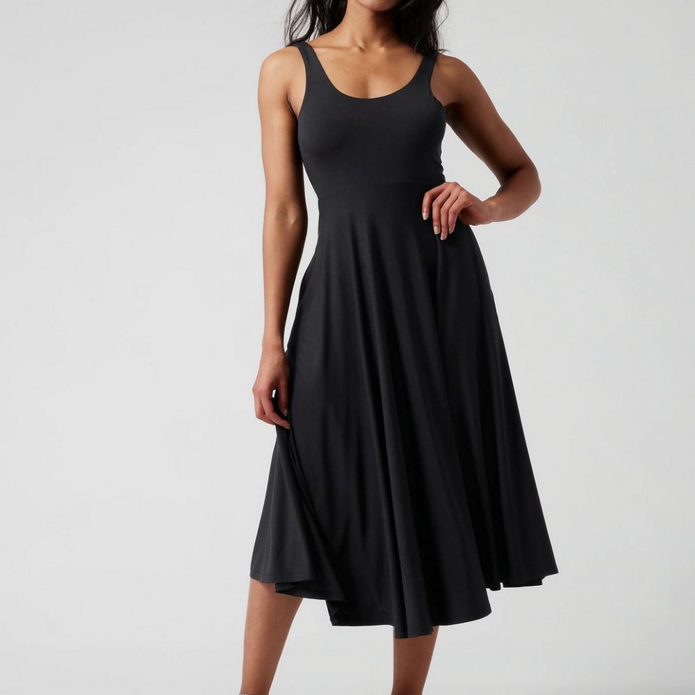 ATHLETA BLACK SANTORINI MIDI DRESS